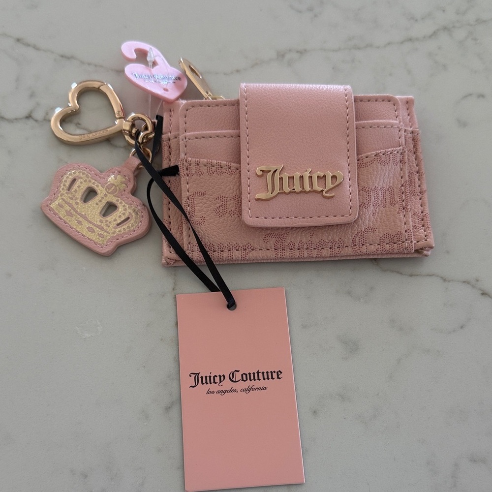 Juicy Couture Macaroon Dots Fresh Tab Elongated Credit Holder with Charm Accents